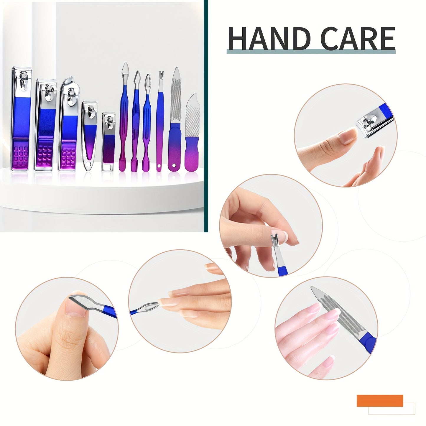 6/9/26pcs set Colorful Manicure & Pedicure Kit0 - Stainless Steel Nail Clippers, Cuticle Trimmers, Ear Spoon & Files with Durable Storage Case.