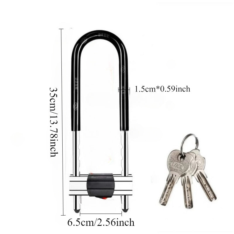 High-Security C-Class 3-Key Heavy-Duty Steel U-Lock Padlock - Anti-Theft, Anti-Cut, Anti-Drill - Secure Lock for Motorcycles, Electric Bikes, Scooters, Glass Door Entrances
