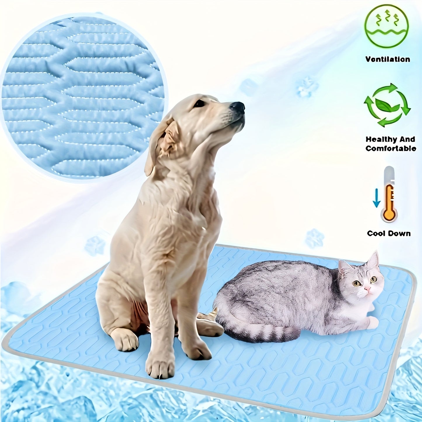 [2025 UPGRADED ICE-COOl MODEL] Summer Pet Cooling Mat Pad And Sleeping Pad Bed for Cat & Dog - Sweat Absorbent Surface - Keeps your pets cool and comfortable all summer long - Suitable for Small, Medium, and Large Cats & Dogs