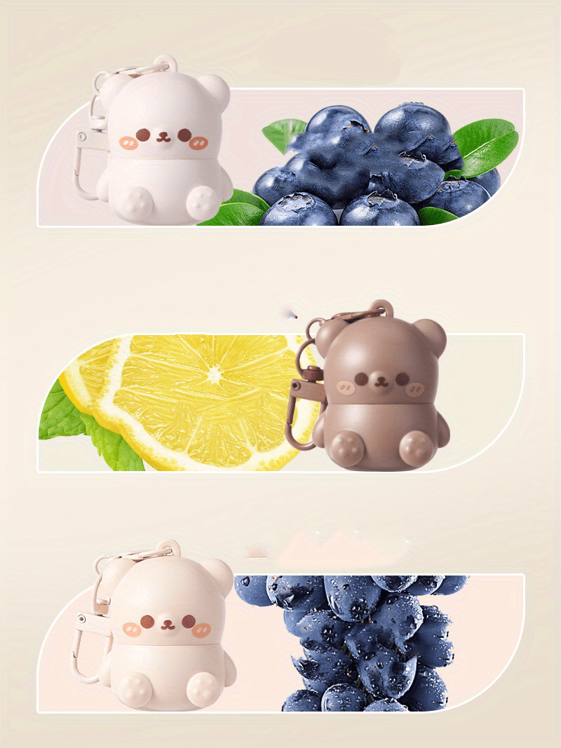 Hypoallergenic Lip Balm - Moisturizing, Soothing for Dry Lips | Cute Cartoon Bear Design, Glossy Finish, Unisex Adult