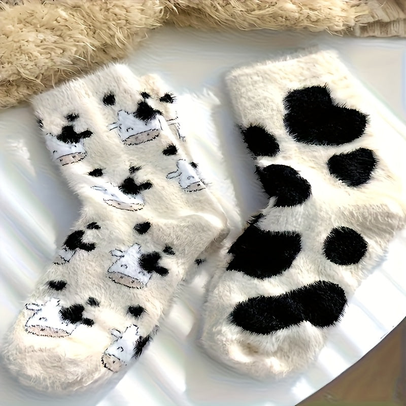 2 Pairs Cozy Fleece-Lined Winter Socks