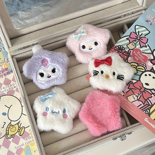 1pc Adorable Plush Hair Clip - Featuring Three Popular Cartoon Characters (for Kuromi, for Cinnamoroll, for My Melody), a Fluffy Star BB Clip, Perfect for Fashionable Parties And Event Decorations