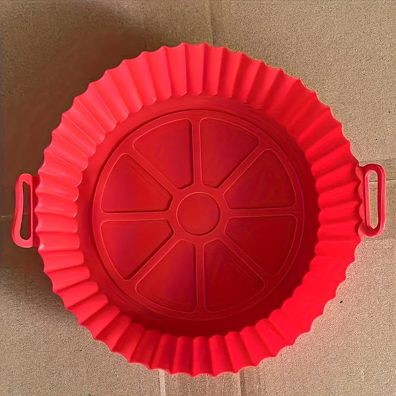 1pc Multicolor Silicone Fryer Pan Household Kitchen Heat Resistant Fryer Pan Baking Pan Food Grade Recyclable Bowl Baking Sticky Mat Thickened Silicone Fryer Pan