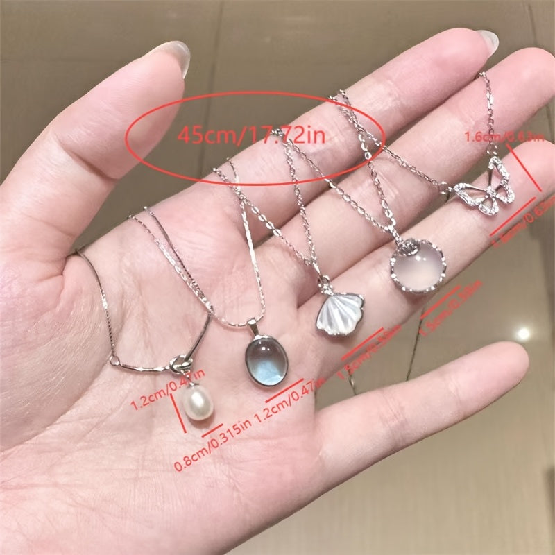 [Vintage Bohemian] Moonstone Jewelry Suit | 1/5pcs | Alloy | Multifunctional | Casual Wear, Gifts | Luxury | Vintage Bohemian Style