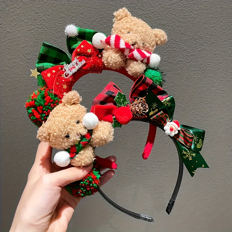 1pc Women'S Christmas Teddy Bear Bow Hairband