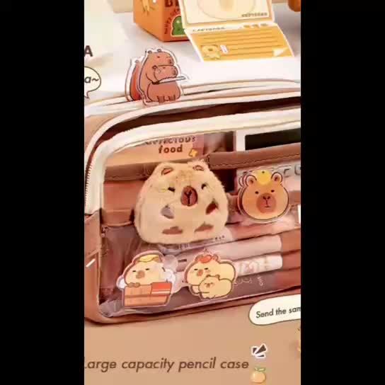 Kawaii Capybara Pencil Case Set, Cute Stationery Organizer