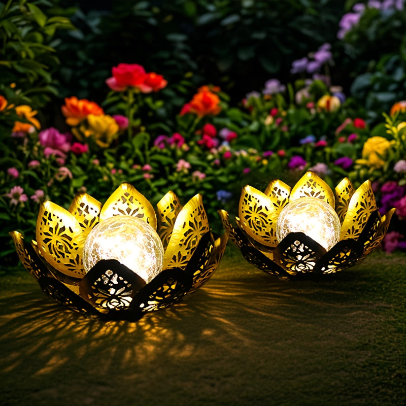 Solar Iron Art Lily Lamp, Outdoor Lighting, Suitable for Courtyard, Garden, Park, Pathway, Lawn
