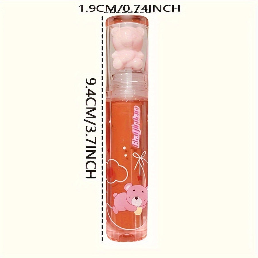 6-Color Strawberry Bear Cherry Lip Gloss - Vibrant Berry Shades, Creamy Texture, Mirror-Like Shine, Waterproof, Stain-Resistant, and Durable - Perfect Gift for Women on Valentines Day