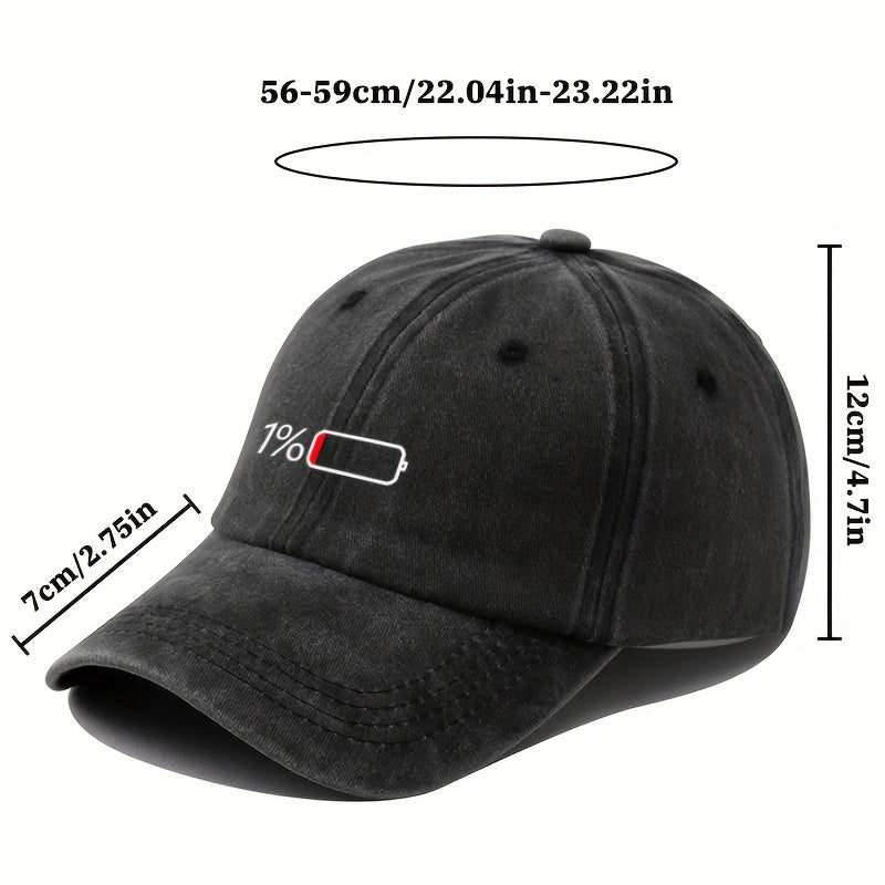 Breathable Unisex Baseball Cap - 1pc Sunshade Cap With Battery Pattern - Outdoor Sport Gift For Men Women