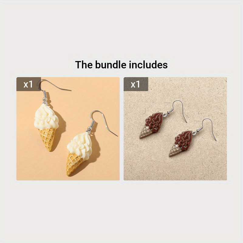 Imitation Ice Cream Resin Drop Dangle Earrings Food Design Accessories For Women Party Jewelry
