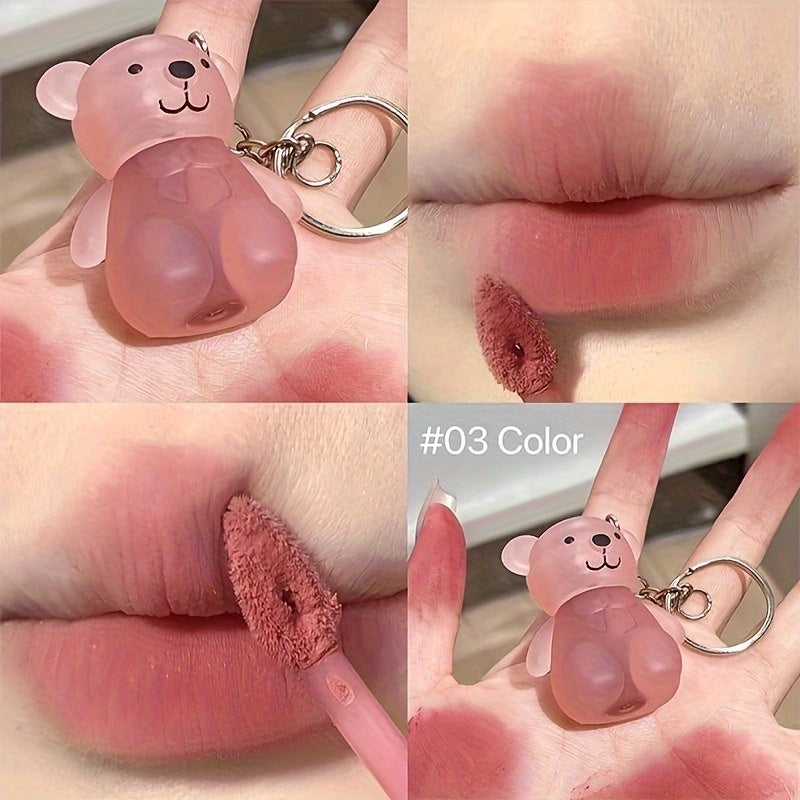 Six-color Bear Lip Glaze - Moisturizing, Matte, Waterproof, Long-lasting, Easy to Apply, Dark Red, Pink, Gift for Couples, Girlfriend