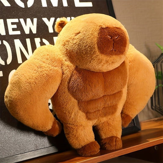 Soft Cuddly Dark Brown Polyester Fiber Plush Pillow - Cute Capybara Kawaii Plush Toy Animal - Birthday Gift
