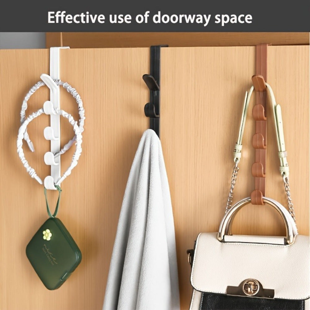 4pcs Adjustable Over-the-Door Hanger Organizer - Easy Install, Multi-Functional Storage Hooks .