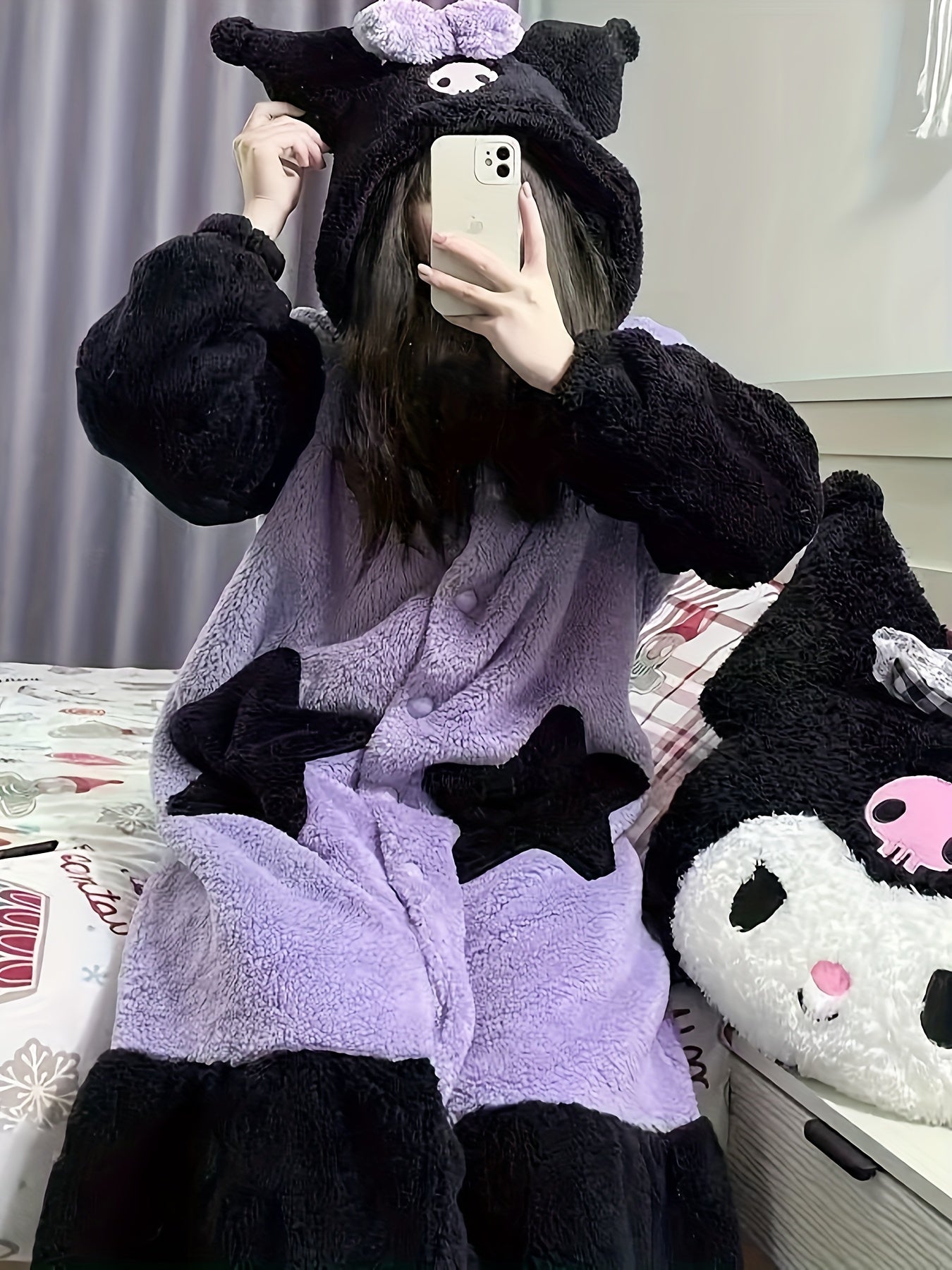 Mother's Day Gift Sanrio New Hello Kitty Women's Autumn Winter Warm Pink Coral Fleece Home Robe.