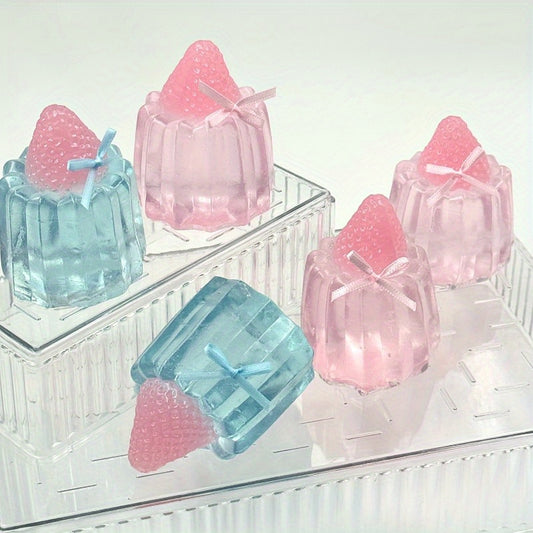 Transparent Strawberry Cake Pinch Super Sticky Fun Pink and Blue Crystal Clear