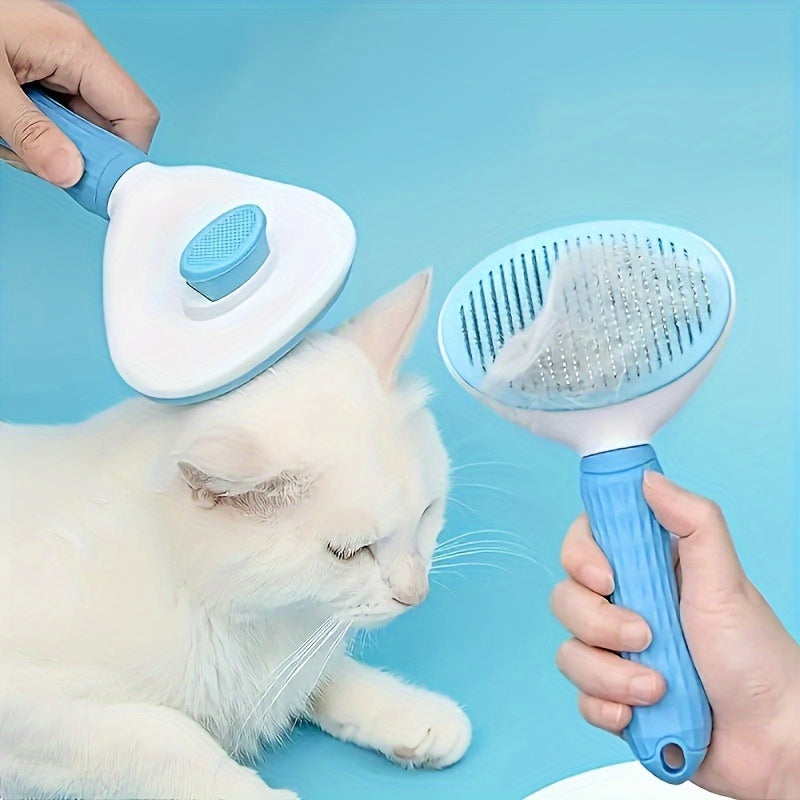 Automatic One-Button Hair Removal Dog and Cat Cleaning Face Comb | Pet Hair Removal Massage Comb, Cat and Dog Needle Comb Beauty Cleaning Brush