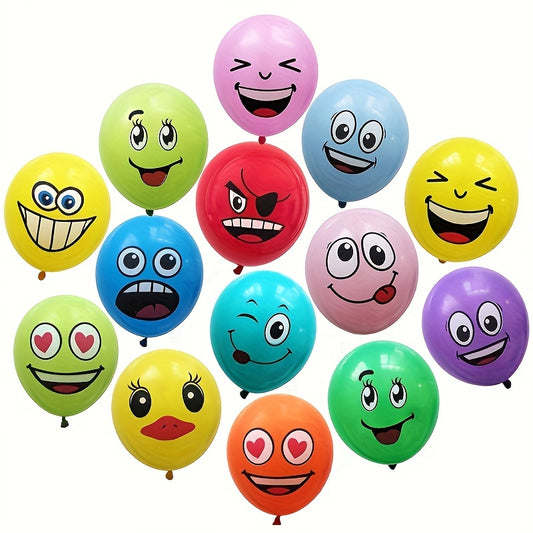 20pcs Colorful Latex Happy Face Balloons - Kids' Party Decor, Assorted Colors, Ideal for Wedding, Shower, Halloween, Christmas, Easter