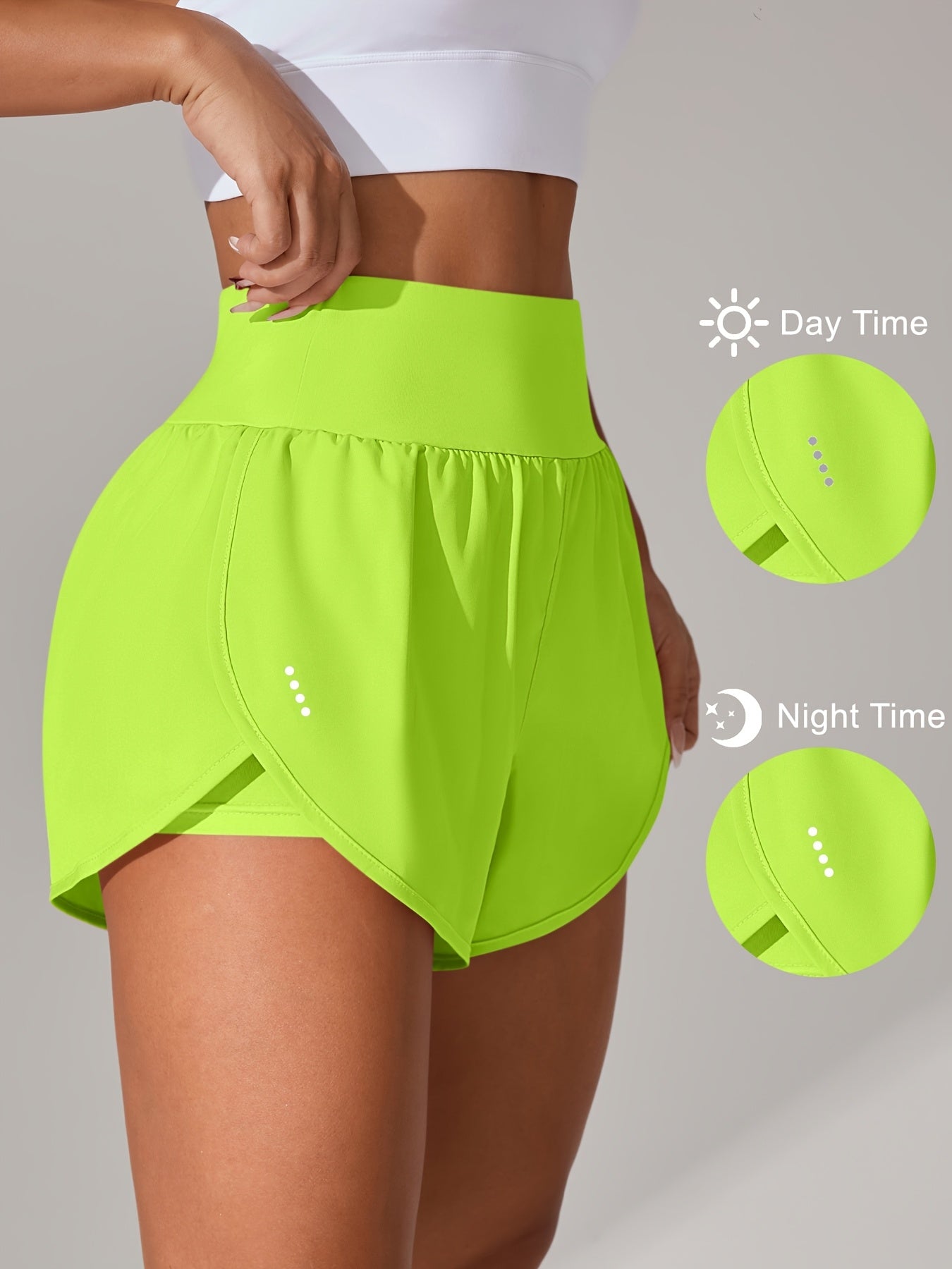 Light Blue High-Waisted Yoga Shorts with Ruffles