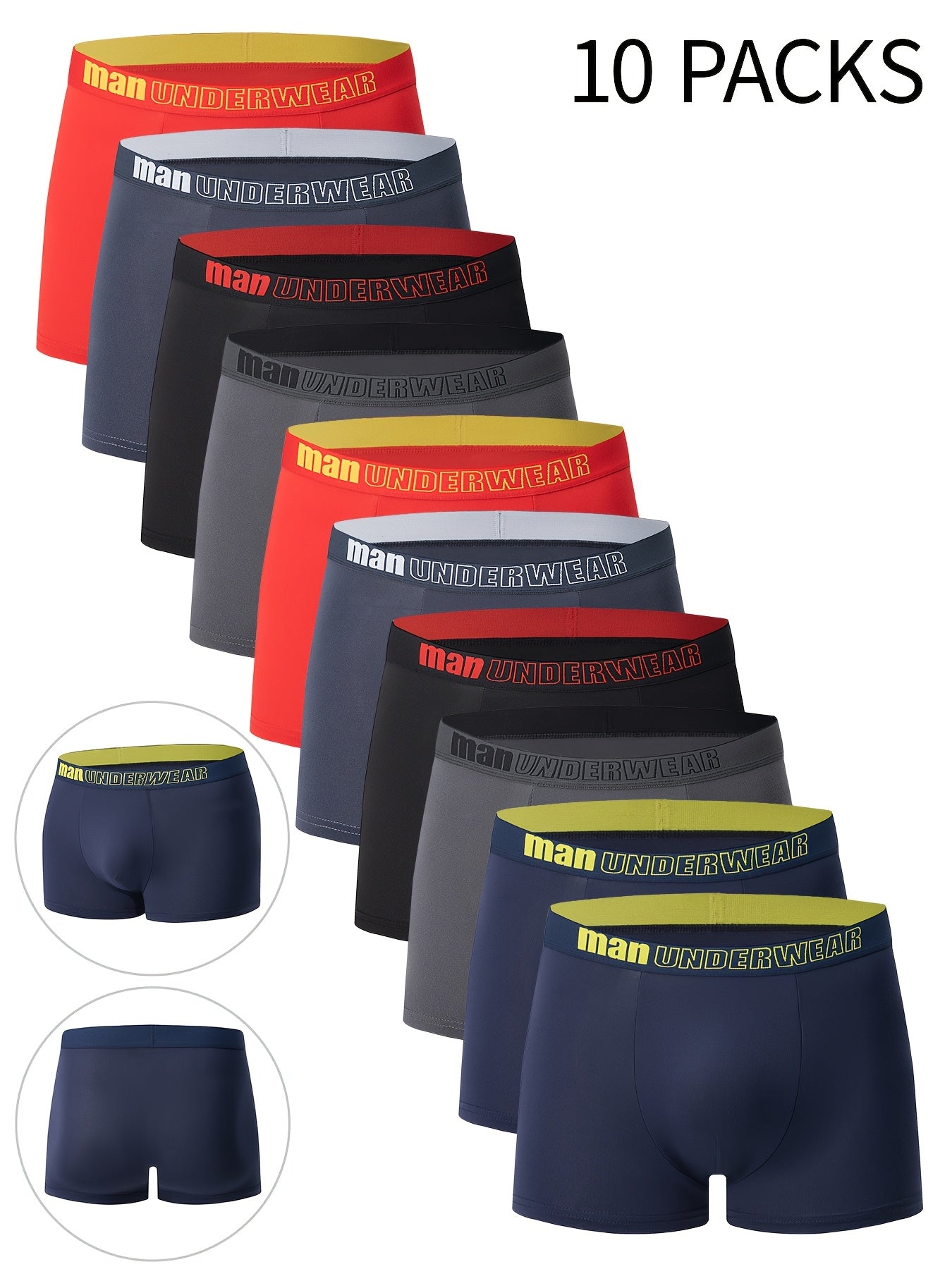 10-Pack Men'S Boxer Briefs - Breathable, Comfortable, Stretchy Underwear.