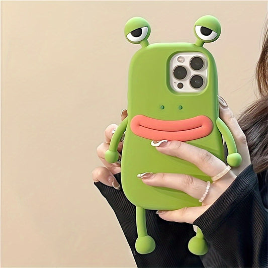 Adorable Funny 3D Big Eyes Frog Silicone Case - Soft, Shockproof, Protective Cover for iPhone 15, 14, 13, 12, 11 Pro Max