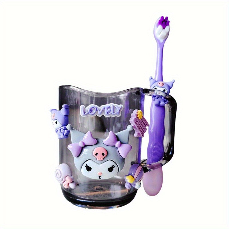 theme plastic toothbrush and rinse cup, durable and easy to clean, very suitable for home and dormitory, bathroom accessories | fun design | durable structure.