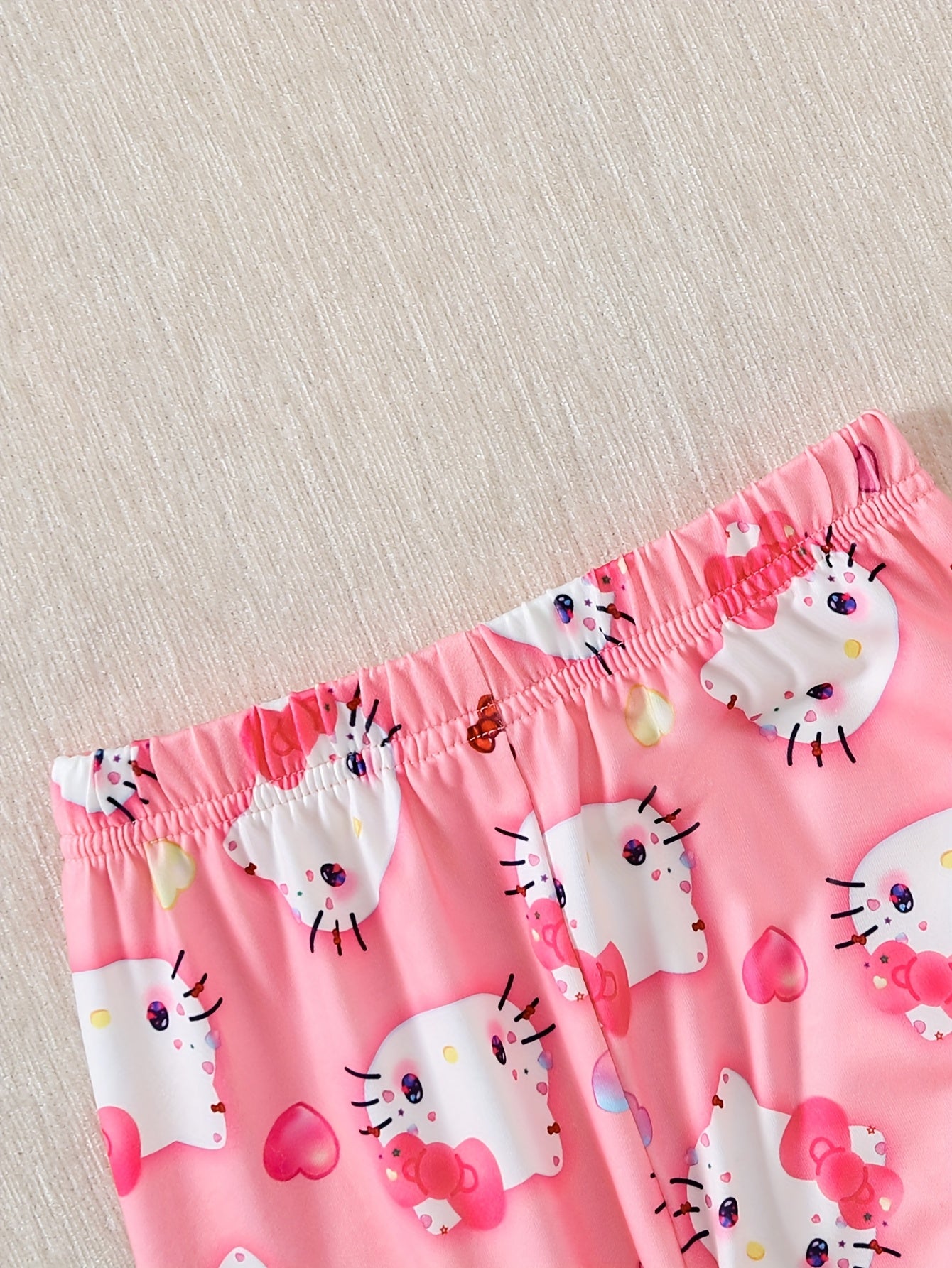 Sanrio for hello kitty Girls' Pajama Set - Cute Cartoon Print Long Sleeve Top & Full Print Slim Fit Pants, Soft Stretchy Fabric, Round Neck, Spring/Fall Gift for Kids, for Hello Kitty Pajamas, Kids Sleepwear, Playful Kids Att