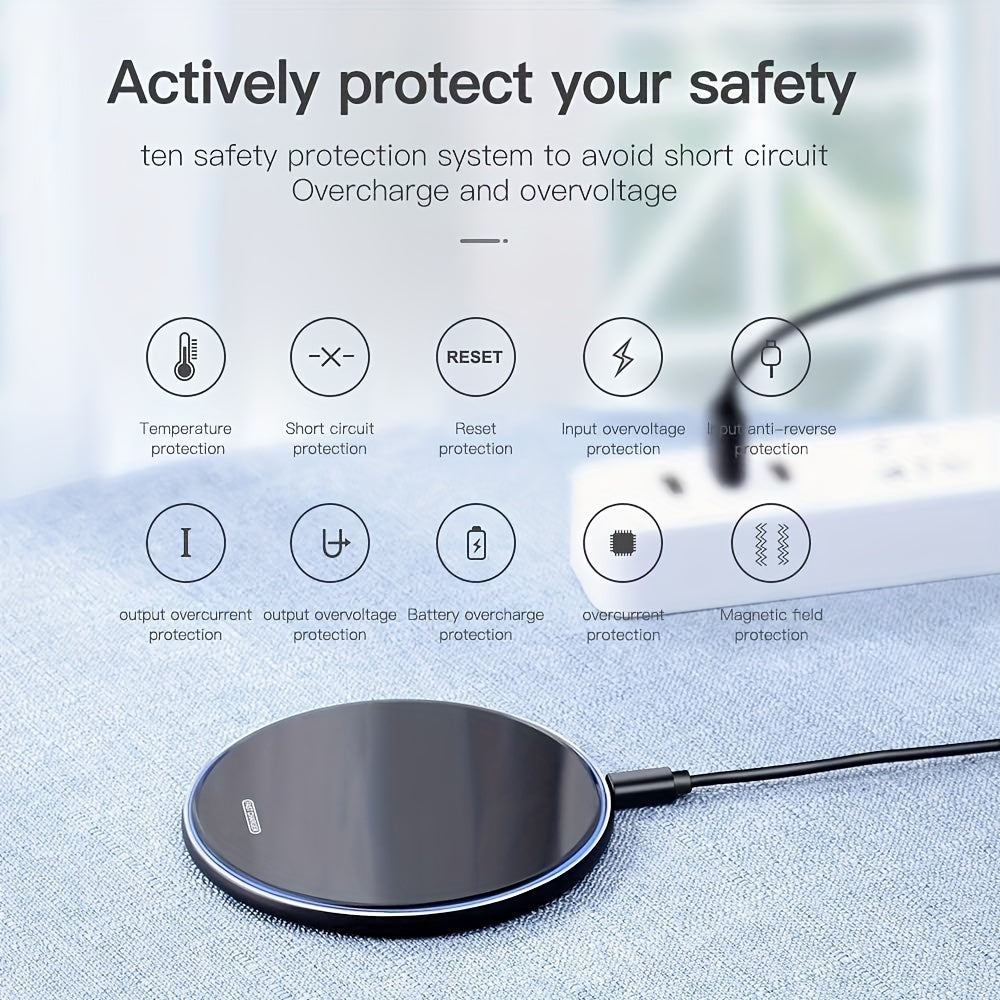 Fast Wireless Charger ALDNOAH Fast Wireless Charger | 15W, USB Type-C Charging Pad, Compatible with iPhone 16 15 14 13 12 Pro Max Mini 11 XS XR X 8 Plus Airpods 4 3 2, Samsung Galaxy S24/S23/S23 Ultra/S22/S22+/S22 Ultra/S21