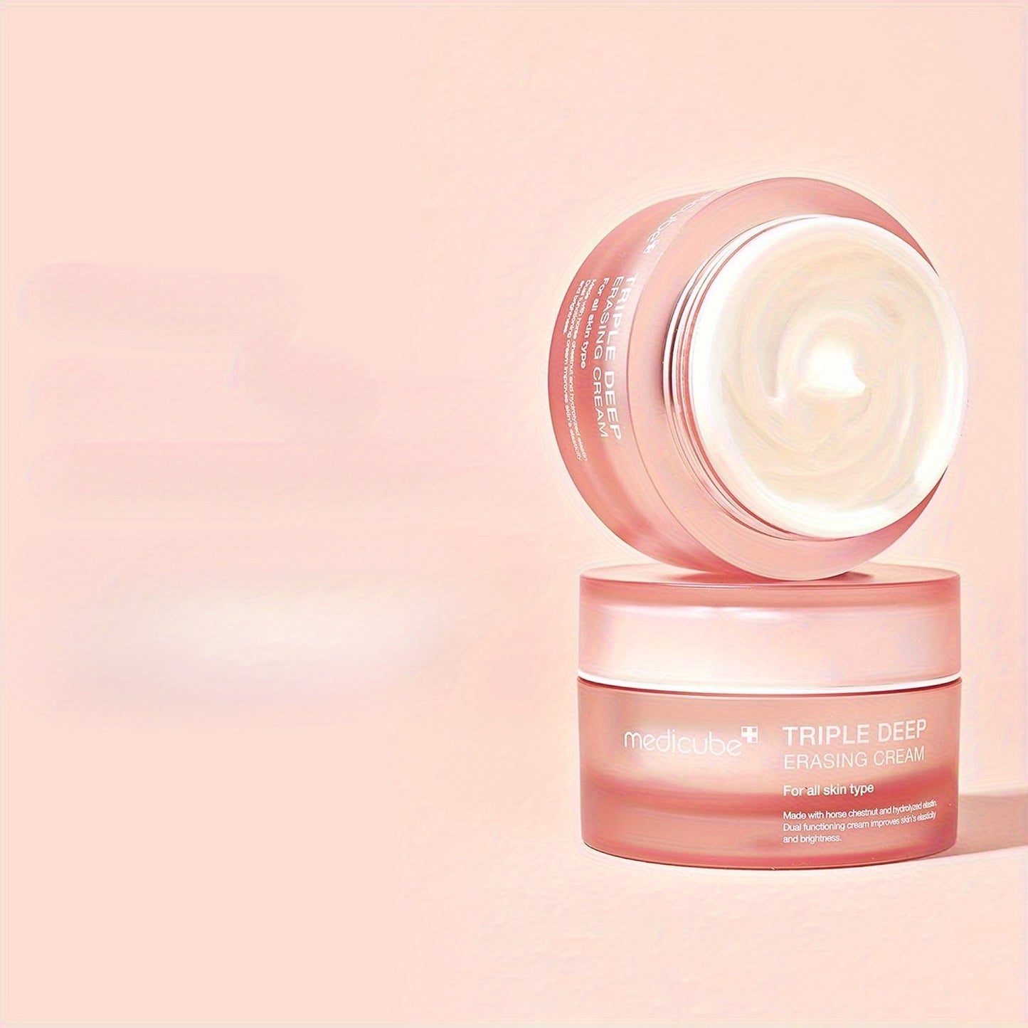 Medicube Triple Collagen Cream - Hydrating Moisturizer with Hyaluronic Acid, Squalane, Elastin, Shea Butter - Enhances Skin Elasticity - Unscented, All Skin Types, 1.6 oz, Korean Skincare Essentials, All Skin Type Moisturizer