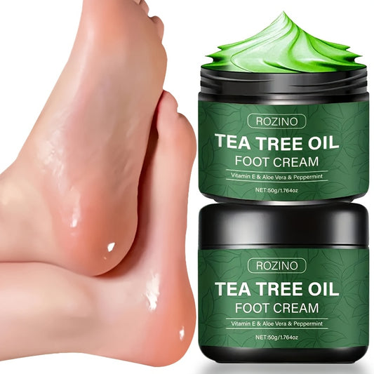2pcs Tea Tree Oil Foot Cream, Rich in Vitamins E, Aloe Vera & Peppermint,