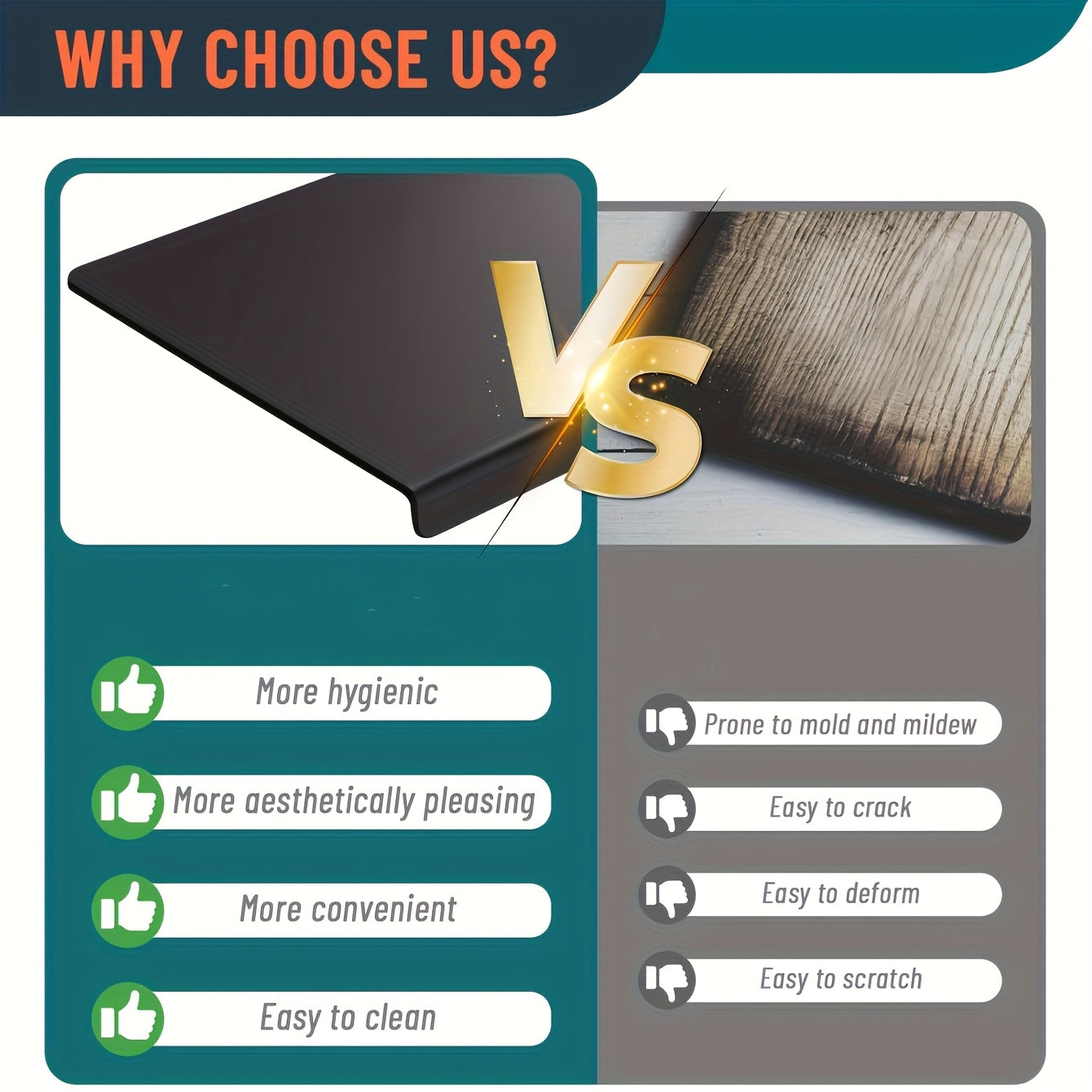 Large Black Cutting Board – Lip Edge, Non-Slip, Durable