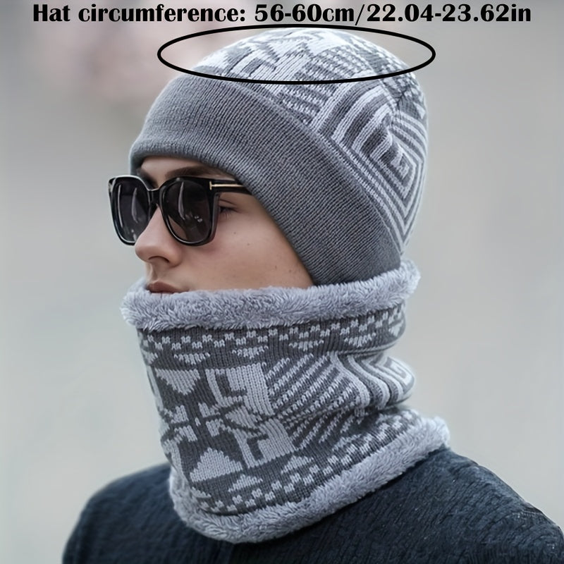 2pcs Men's Hat+Scarf Autumn