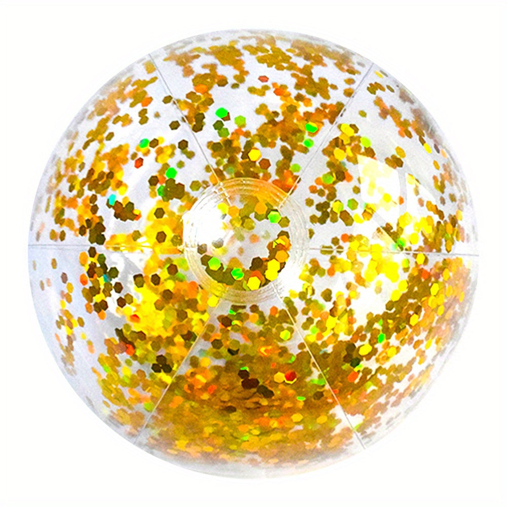 [Glitter Beach Ball] 40cm Mixed Color Glitter Beach Ball, 1pc | Summer Party Toy - Rubber Balloon, Use Without Electricity