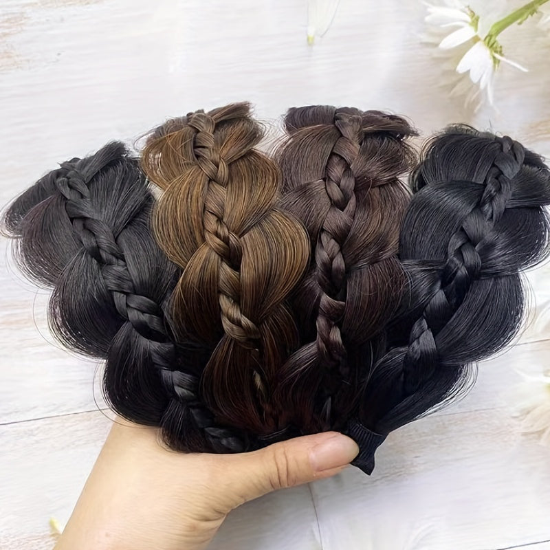 1pc Luxurious Handcrafted Wide Brim Braid Wig Headband - Exquisite, Realistic & Versatile - Ideal for Teens, Outdoor Parties, Cosplay & Gifts - Princess Fairy Style, Enchanting Photography Props