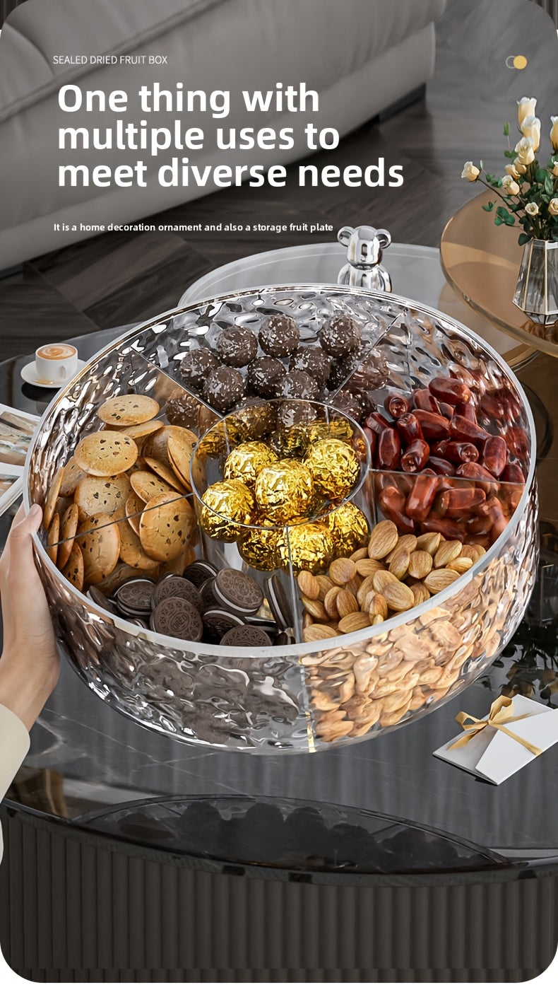 Double-layer design with two color choices. Premium Compartment Snack Tray".
