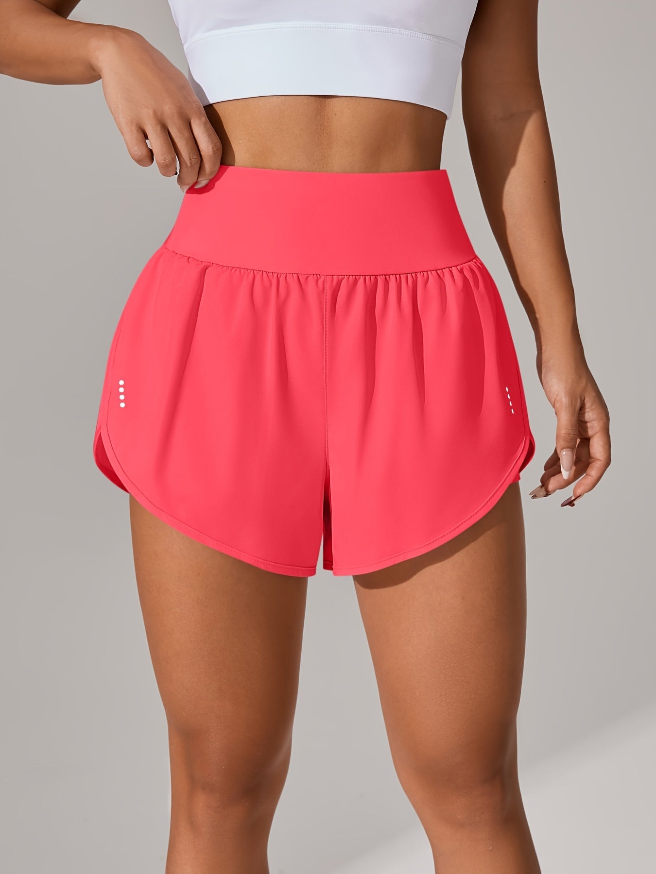 Light Blue High-Waisted Yoga Shorts with Ruffles