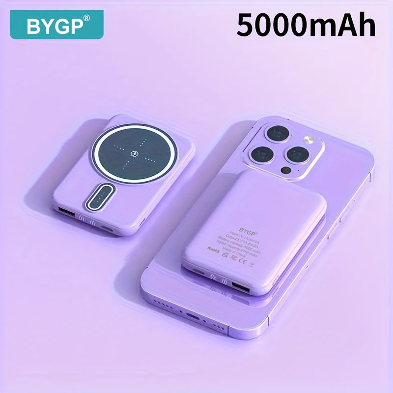 New 5000mAh Magnetic Wireless Power Bank for Apple 15 Pro / 14 Max / 13 / 12 Android Phones with LED Power Display, Portable Charger for Outdoor Travel Emergency Backup Mobile Power Supply, Gift