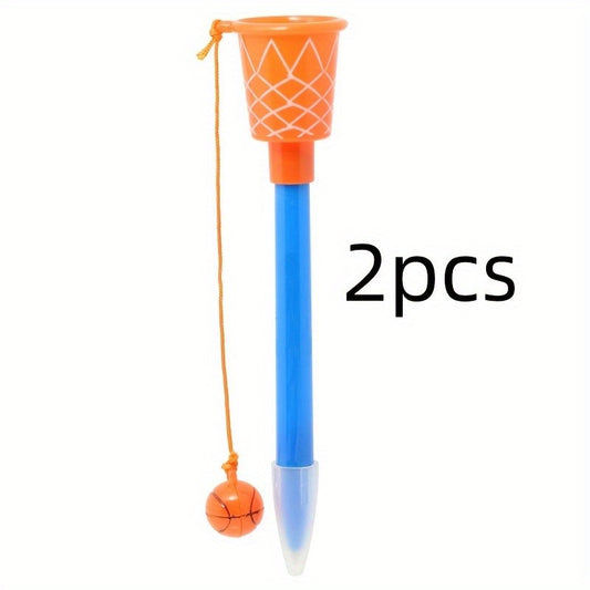 1pc/2pcs Basketball Pens - Plastic Sports Themed Pen with Click-off Cap, Medium Point, Round Body Shape