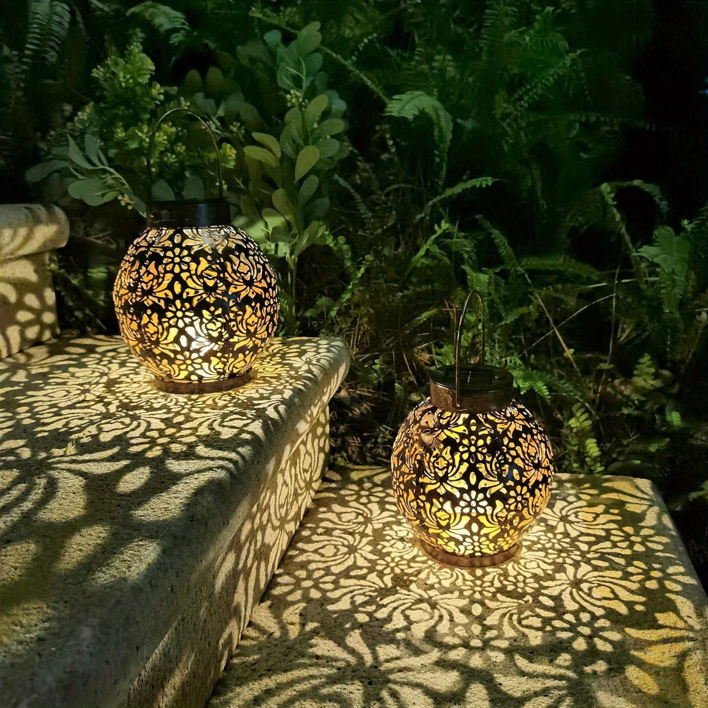 [Solar Powered | LED Lantern] Solar-Powered LED Lantern Light, 1pc | Outdoor Star Projection, Warm White, Painted Finish | 300mAh Nickel Battery, Removable Photovoltaic Module, No Remote Control, for Garden Patio Pathway Deco