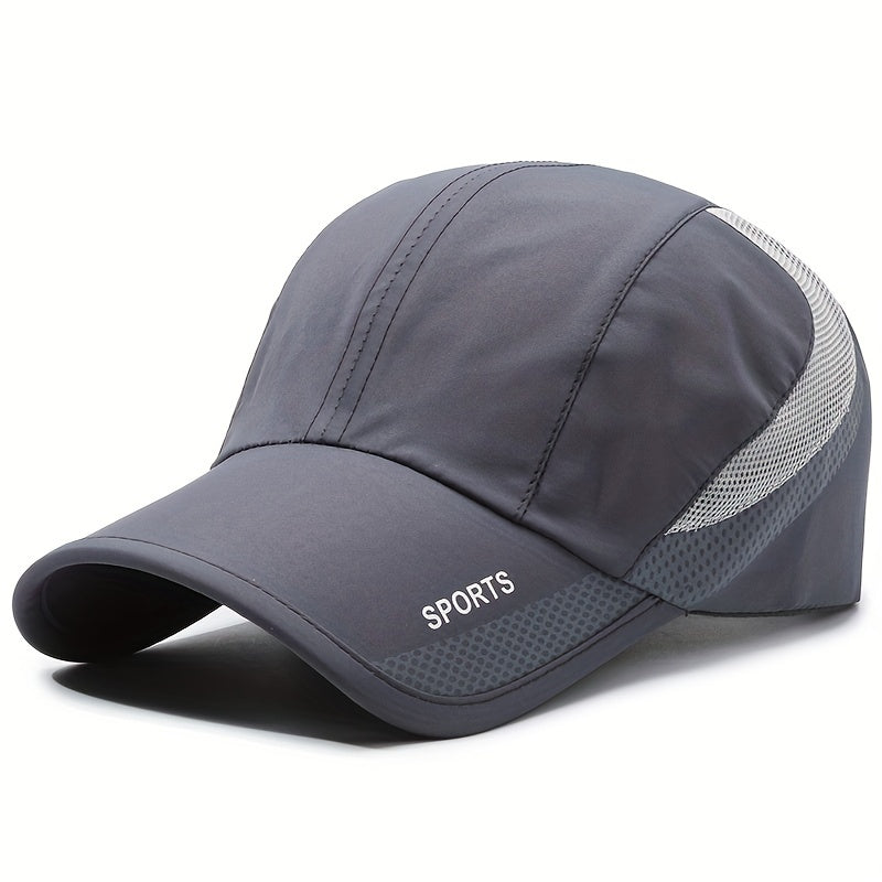 [Quick-Dry Sport Cap Sun Protection] 1 EDIKO Quick-Dry Sport Cap, Adjustable, Breathable Mesh Back, Sun Protection Hat for Outdoor Activities, Camping & Hiking - Navy Blue with Gray Accents, Hiking Accessories