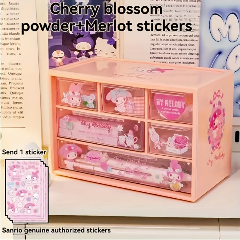 Kuromi Desktop Storage Box with Six Compartments
