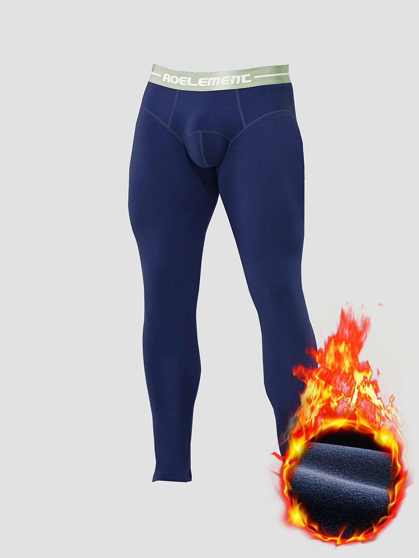 Men's Thermal Underwear Winter Warm Flocked Base Layer Pants - Heavy-Duty, All-Season & Elastic Fit for Cold Weather.