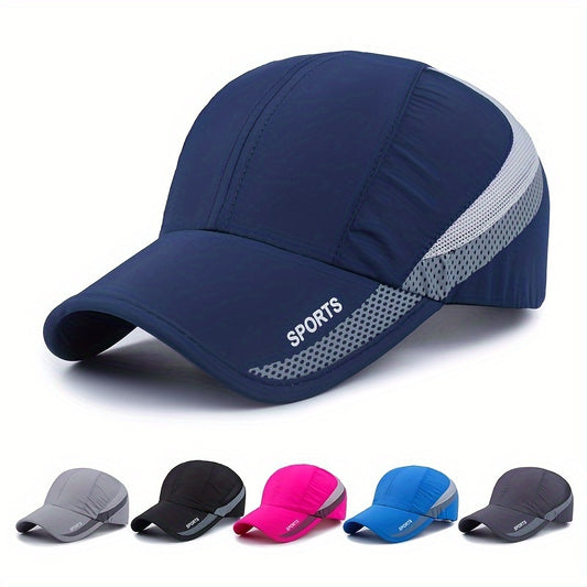[Quick-Dry Sport Cap Sun Protection] 1 EDIKO Quick-Dry Sport Cap, Adjustable, Breathable Mesh Back, Sun Protection Hat for Outdoor Activities, Camping & Hiking - Navy Blue with Gray Accents, Hiking Accessories