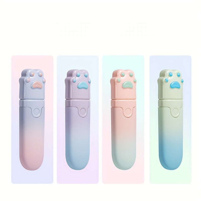 4pcs Cat Paw Shaped Gradient Correction Tape, Small and Portable Student Special, Cute Stationery Correction Tape, Smooth Correction Without Portable Correction Pe