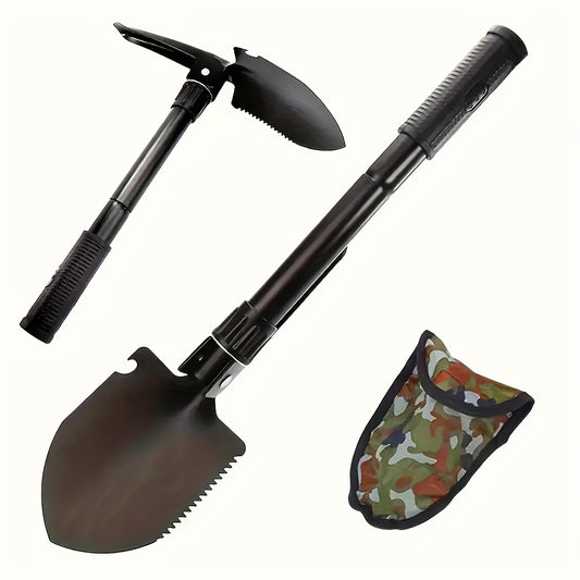 1pc Outdoor Foldable Multi-Tool Shovel, Lightweight & Durable Portable Digging Tool for Camping, Gardening, and Emergency Use - Space-Saving Design with Compass, Ideal for Family and Travel, Camping Gear | Space Saving Shovel
