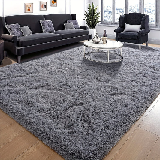 1pc Soft & Fluffy Area Mat, Non-Slip Plush Floor Mat for Living Room, Bedroom, Study, Vanity - Stylish Gray, Luxurious Polyester, Ideal for Home Decor, Bedroom Decor|Stylish Floor Mat|Durable Floor Covering, Area Mat