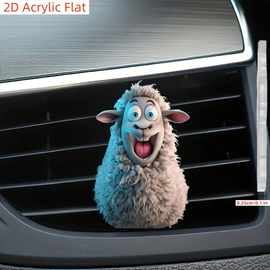 2D Acrylic Flat Fun Lamb 2D Acrylic Automobile Air Freshener Suit-Long Lasting Fragrance with Aromatherapy Pad/Compression Stick/Stick Option-Funny Car Interior Design Accessories