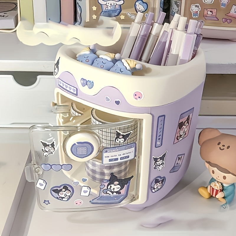 Hello Kitty & Kuromi Large Desk Organizer | Multi-Functional Pen Holder for Makeup Brushes & Stationery, Durable PVC, Perfect Gift for Fans