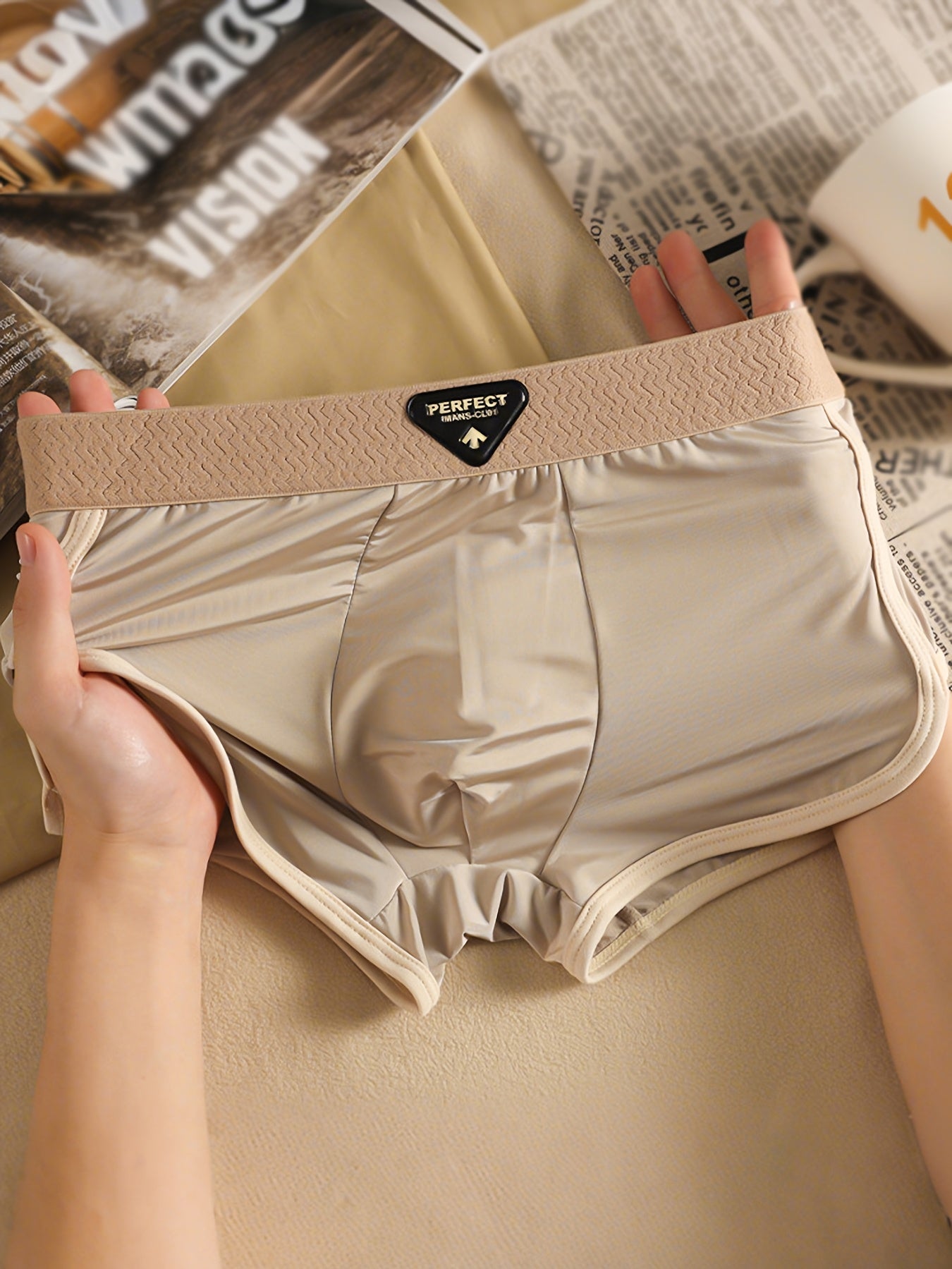 [Luxury Men's Underwear] 4pcs Men's Luxury Underwear. - Non-Transparent Ice Silky Fiber Boxer Briefs .