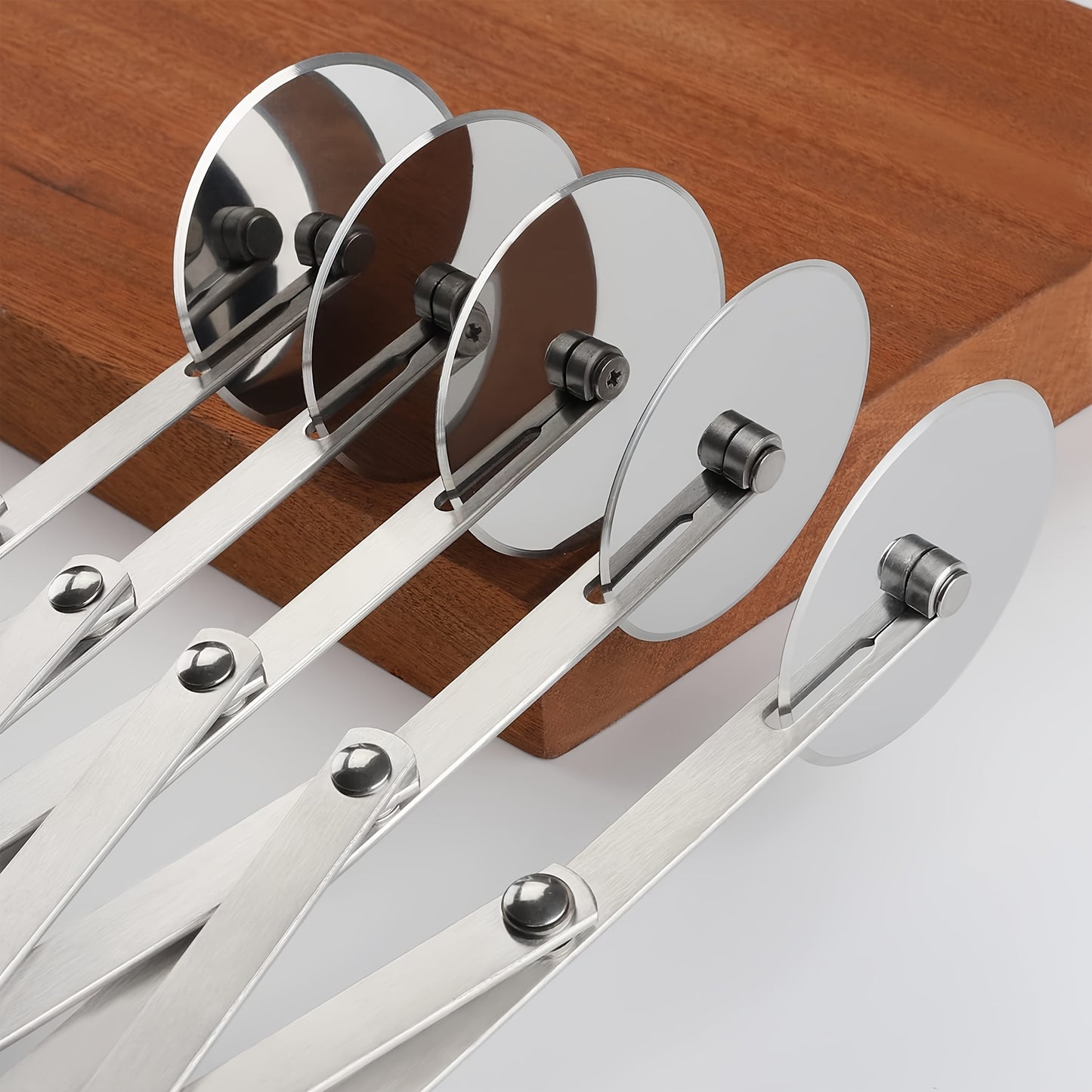5-Wheel Pastry Knife - Stainless Steel Dough Cutter, Expandable Pasta Roller,