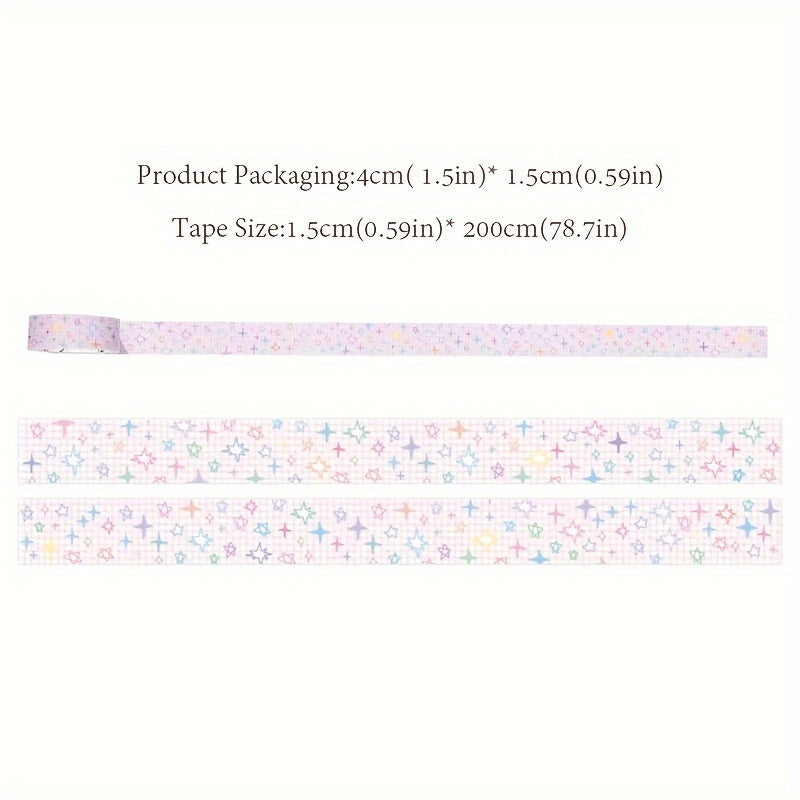 [Paper Star Pattern Decoration Tape] Star Pattern Washi Tape Roll for Planner Decoration, Scrapbooking, and DIY Crafts - Major Material: Paper